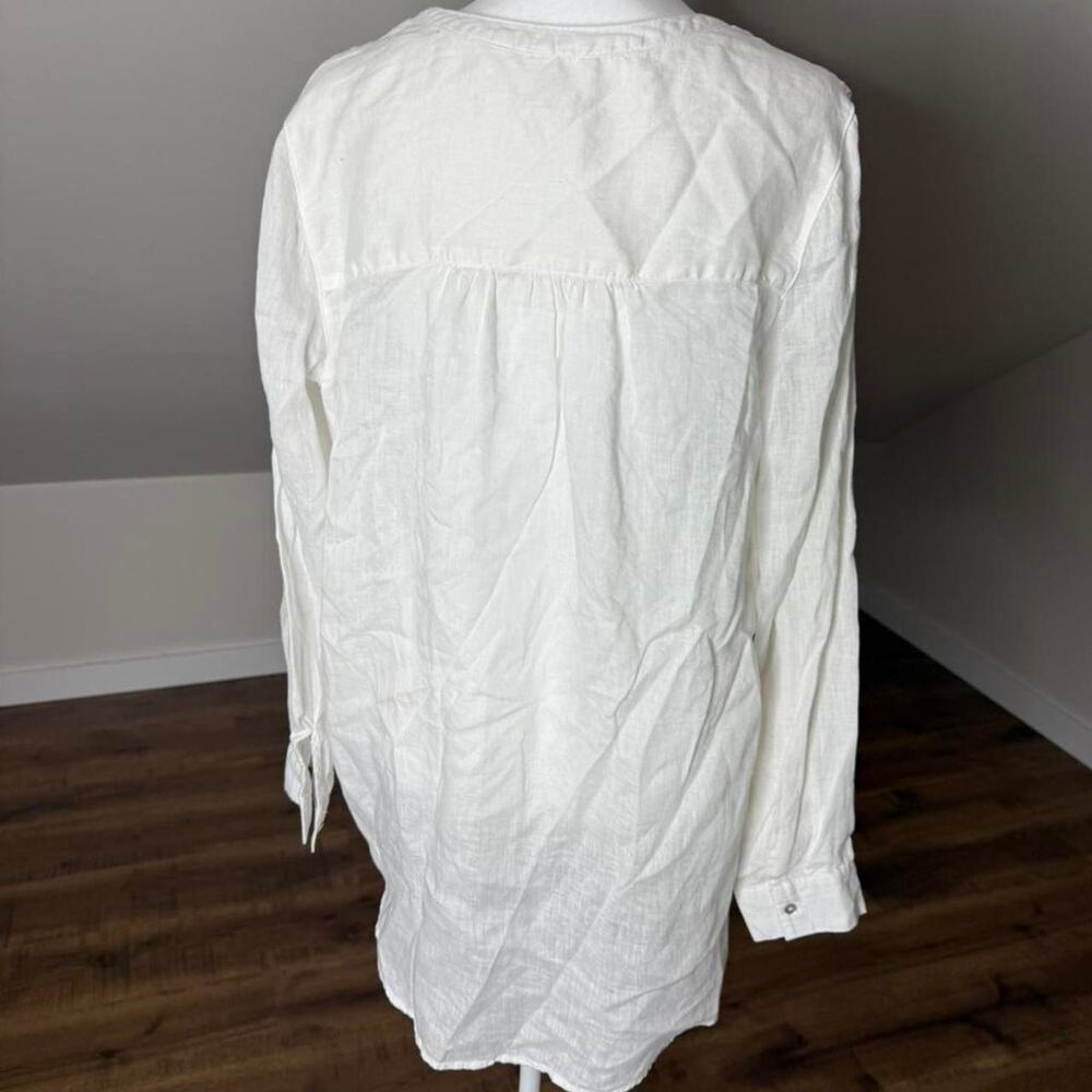 Sigrid Olsen 100% Linen Boho Tunic Blouse – White Oversized Button Down Sz M - Picture 6 of 7